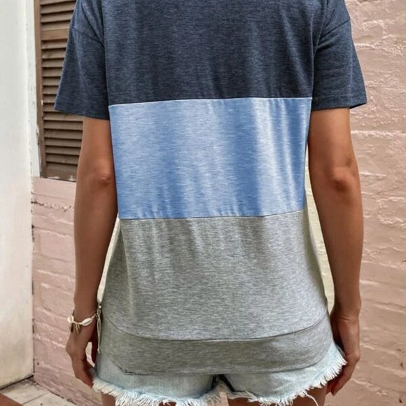 Color Block Drop Shoulder Tee - Picture 2 of 4